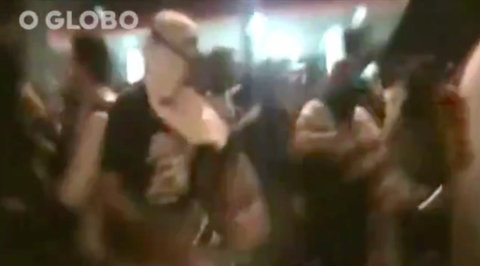 A screenshot from video released by the police in Rio de Janeiro showed a masked man moments before he hurled a Molotov cocktail at officers.